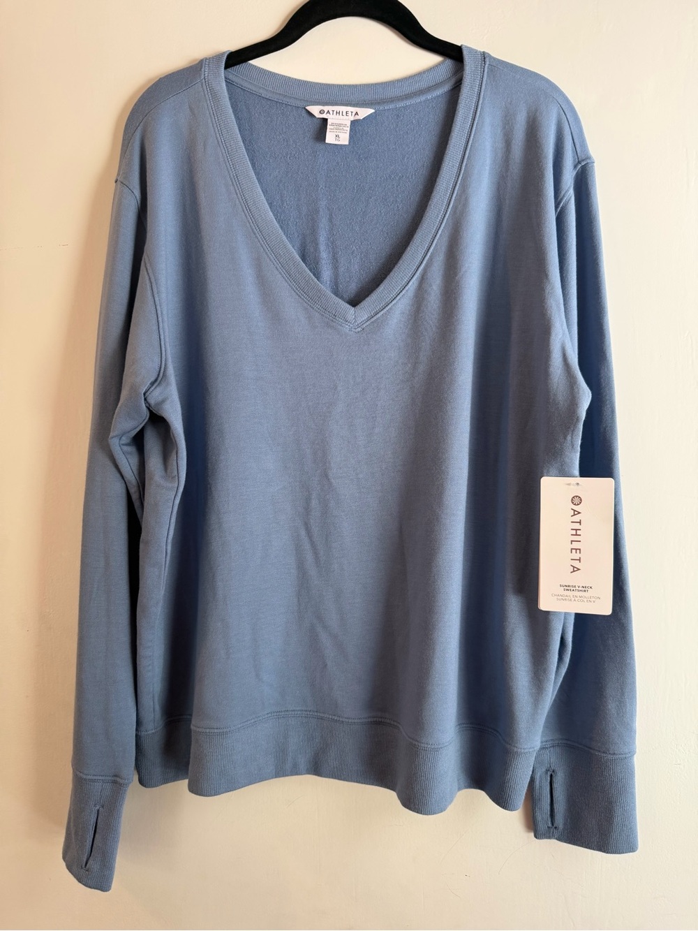 Athleta Light Blue V-Neck Pullover Sweater
